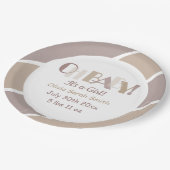 Oh Baby Typografie Mocha Modern Baby shower Papieren Bordje (Gekanteld)