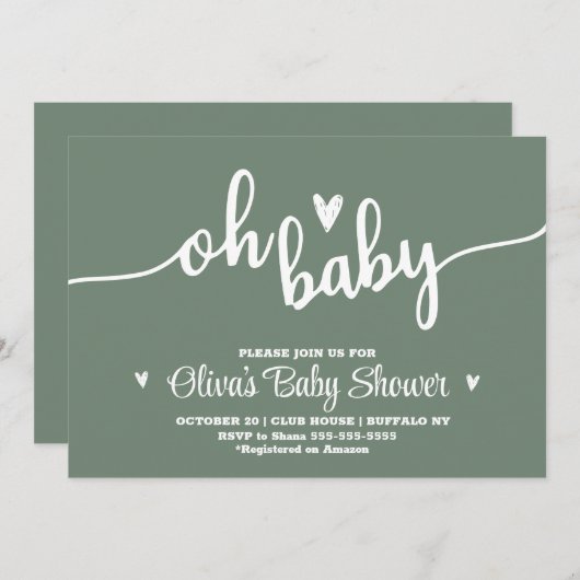 Oh Baby Uitnodiging (Voorkant / Achterkant)