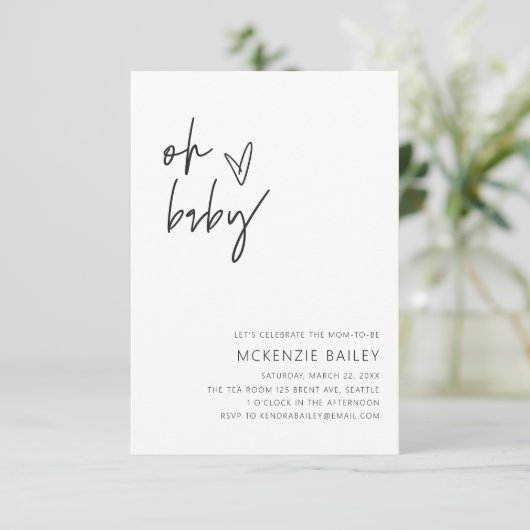 Oh Baby Uitnodiging Baby shower Partij G400 uitnod (Staand voorkant)