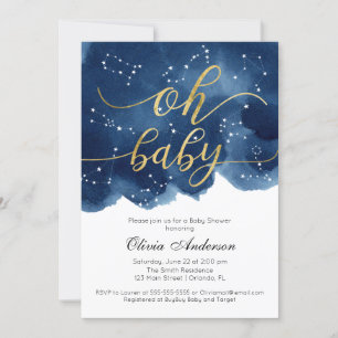 Oh Baby Uitnodiging Baby shower Stars waterverf