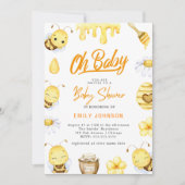 Oh Baby! Uitnodiging bijen Baby shower (Voorkant)
