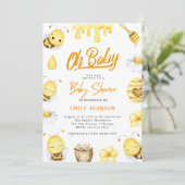 Oh Baby! Uitnodiging bijen Baby shower (Staand voorkant)