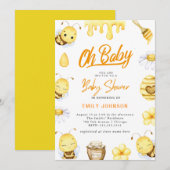 Oh Baby! Uitnodiging bijen Baby shower (Voorkant / Achterkant)