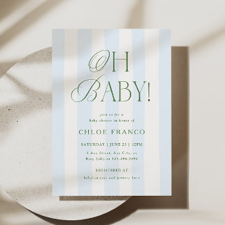 Oh Baby Uitnodiging Klassieke Preppy Strepen