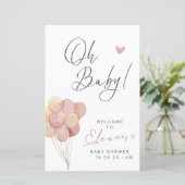 Oh baby uitnodiging meisjes (Staand voorkant)