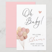 Oh baby uitnodiging meisjes (Voorkant / Achterkant)