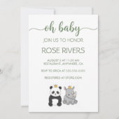 OH BABY UITNODIGING MET BABYDIEREN MET EEN KROON (Voorkant)