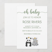 OH BABY UITNODIGING MET BABYDIEREN MET EEN KROON