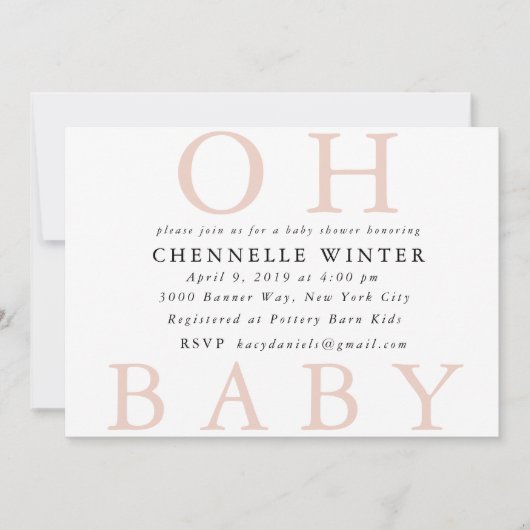 Oh Baby | Uitnodiging tot Baby shower (Voorkant)