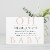 Oh Baby | Uitnodiging tot Baby shower (Staand voorkant)