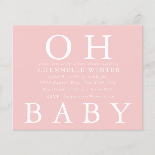 Oh Baby | Uitnodiging tot Baby shower (Voorkant)