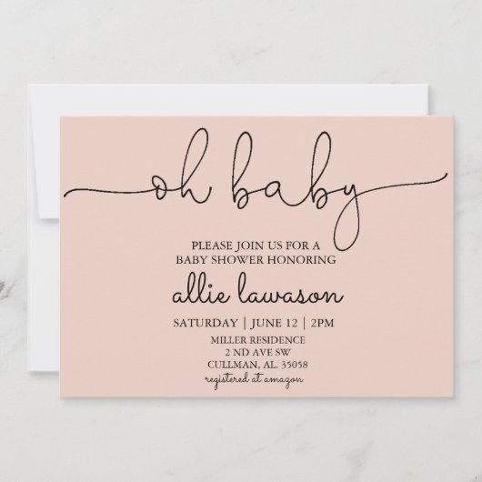 Oh Baby | Uitnodiging tot Baby shower (Voorkant)