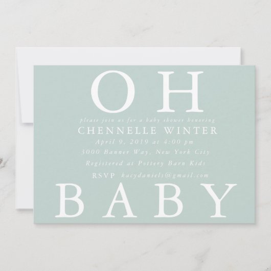 Oh Baby | Uitnodiging tot Baby shower (Voorkant)
