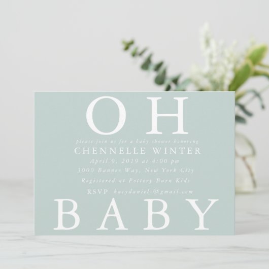 Oh Baby | Uitnodiging tot Baby shower (Staand voorkant)