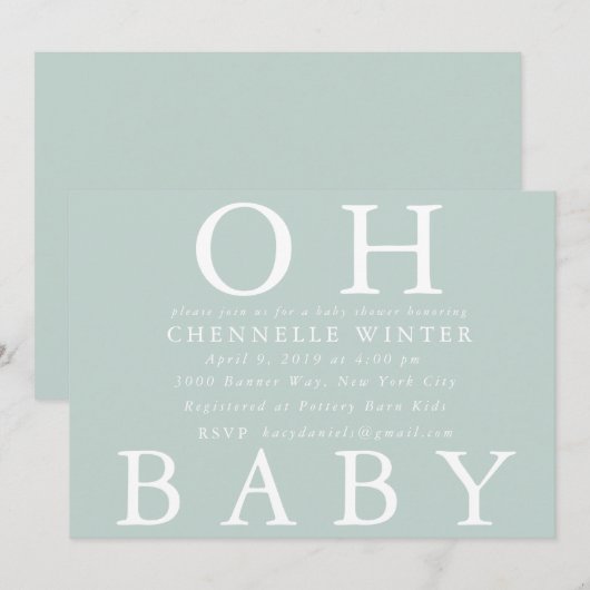 Oh Baby | Uitnodiging tot Baby shower (Voorkant / Achterkant)