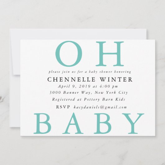 Oh Baby | Uitnodiging tot Baby shower (Voorkant)