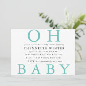 Oh Baby | Uitnodiging tot Baby shower (Staand voorkant)