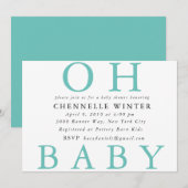 Oh Baby | Uitnodiging tot Baby shower (Voorkant / Achterkant)
