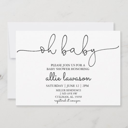 Oh Baby | Uitnodiging tot Baby shower (Voorkant)