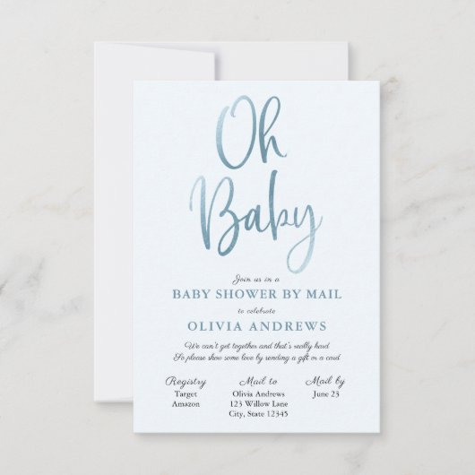 Oh Baby Uitnodiging voor Baby shower over lange af (Voorkant)