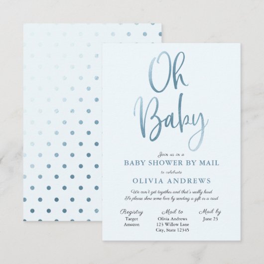 Oh Baby Uitnodiging voor Baby shower over lange af (Voorkant / Achterkant)