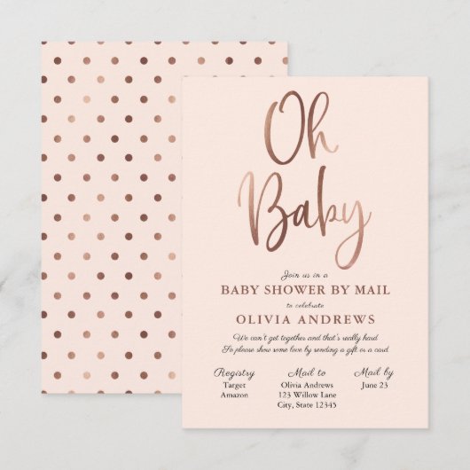 Oh Baby Uitnodiging voor Baby shower over lange af (Voorkant / Achterkant)