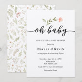 "Oh Baby" Uitnodiging voor Baby shower voor kallig (Voorkant / Achterkant)