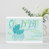 "Oh Baby!" uitnodiging voor douche (Staand voorkant)