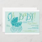 "Oh Baby!" uitnodiging voor douche (Voorkant / Achterkant)