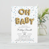 Oh Baby | Uitnodiging voor Navy & Gold Baby shower (Staand voorkant)