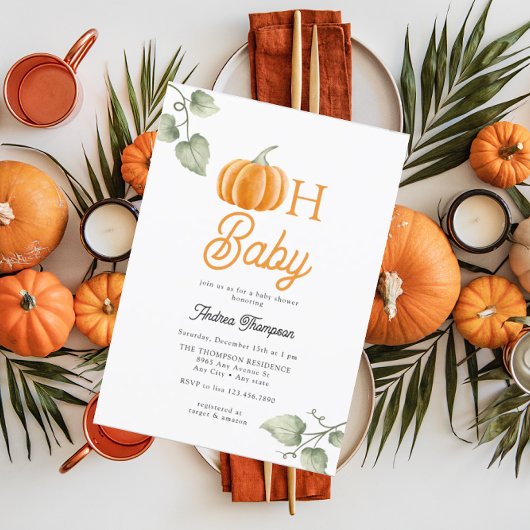 Oh Baby | Uitnodiging voor pompoen Baby shower