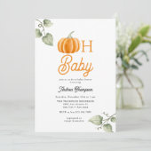 Oh Baby | Uitnodiging voor pompoen Baby shower (Staand voorkant)