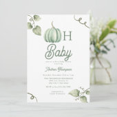 Oh Baby | Uitnodiging voor pompoen Baby shower (Staand voorkant)