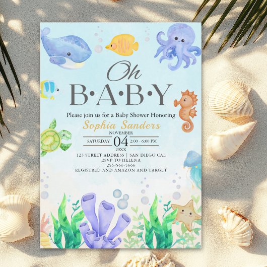 Oh Baby Under Sea Baby Shower Kaart