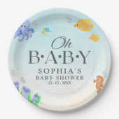 Oh Baby Under Sea Baby Shower Papieren Bordje (Voorkant)