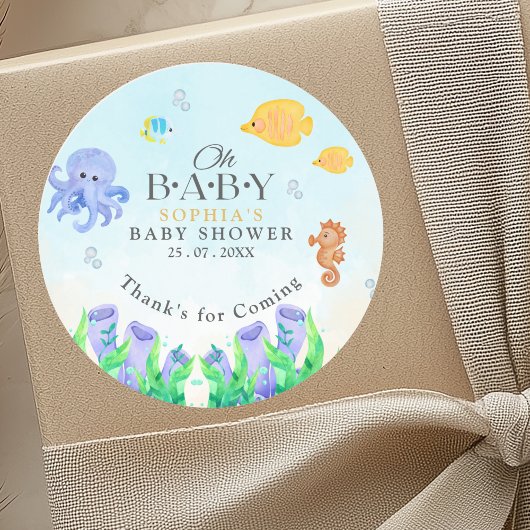 Oh Baby Under Sea Baby Shower Ronde Sticker