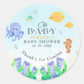 Oh Baby Under Sea Baby Shower Ronde Sticker (Voorkant)