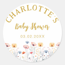 OH BABY! Verse Wildflower | Wit Baby shower Ronde Sticker