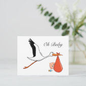 Oh Baby Verwachte aankondiging Briefkaart (Staand voorkant)