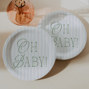 Oh Baby Vintage Preppy Jongens Baby Shower Papieren Bordje