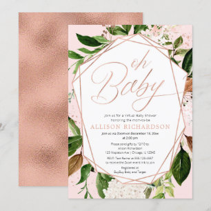 Oh Baby Virtual Baby shower Girl roos goudgroen Kaart