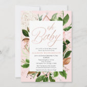 Oh Baby Virtual Baby shower roos gouden groen Kaart (Voorkant)