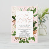 Oh Baby Virtual Baby shower roos gouden groen Kaart (Staand voorkant)