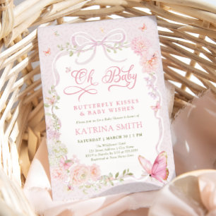 Oh Baby Vlinder Kusjes Roze Baby Shower Kaart