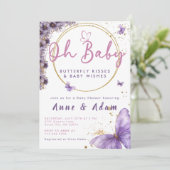 Oh Baby vlinderparen Douche Bloemen Roze Kaart (Staand voorkant)