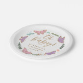 Oh Baby  vlinders Baby shower Papieren Bordje (Gekanteld)
