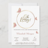 Oh Baby Vlinders Gestreepte Baby Shower Kaart (Voorkant)