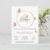 Oh Baby Vlinders Gestreepte Baby Shower Kaart (Staand voorkant)