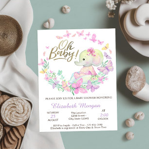 Oh Baby Vlinders Olifant Baby Shower   Kaart