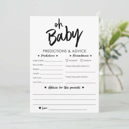 Oh Baby voorspelling en advieskaart Kaart (Staand voorkant)